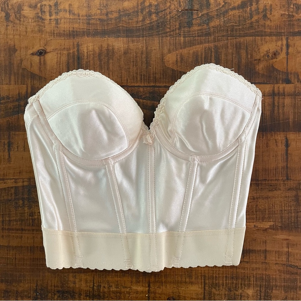 Longline Strapless Bustier Bra in Light Ivory